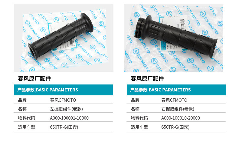 Original Motorcycle Parts for the Guobin 650Tr-G Cf650-6-6A: Left and Right Handlebar Grips, Throttle Grip Rubber Covers