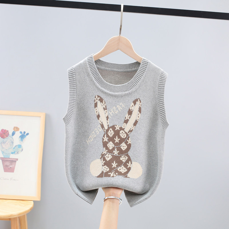 Boy Machia Harutyan 2022 new children's waistcoat outside wearing CUHK child cartoon waistcoat Shoulder Girl Knit Vest
