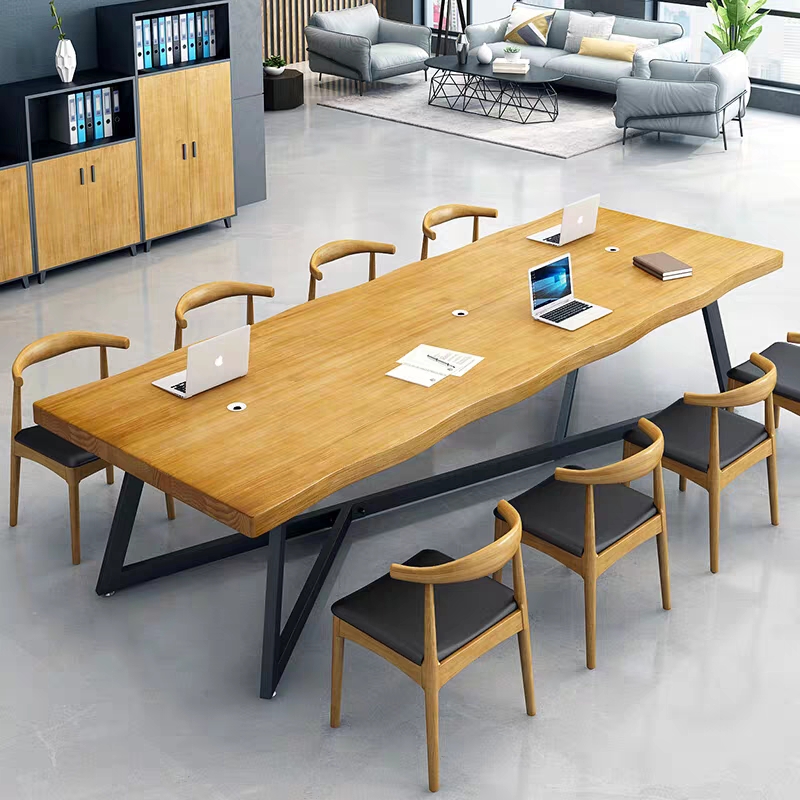 Nordic Solid Wood Meeting Table Strip Table Minima Modern Log Computer Desk Bench Negotiating Table And Chairs Combination