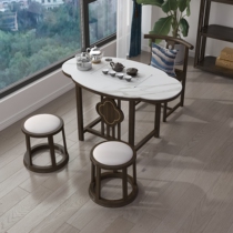 Tea table New Chinese Zen Kung Fu tea table and chair combination tea set set one modern simple solid wood rock board tea table