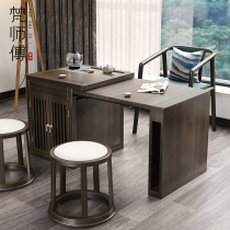 New Chinese tea table Solid wood balcony tea table and chair combination Modern simple small tea table office desk desk tea table integration