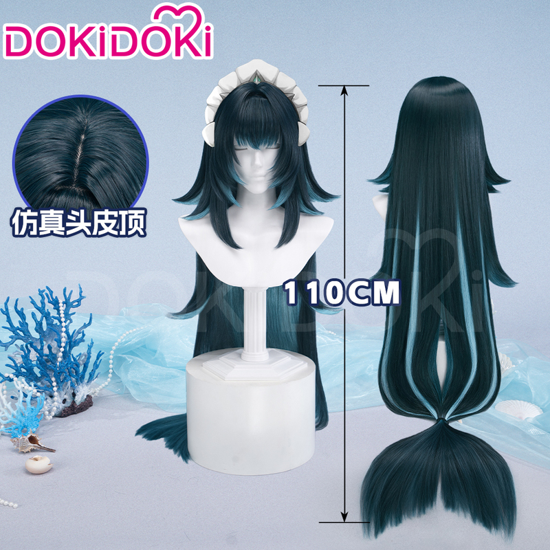Dokidoki In-Stock Genshin Impact Dania Cosplay Wig Scalp Top 110cm Sideburns Inward Curl Special Color