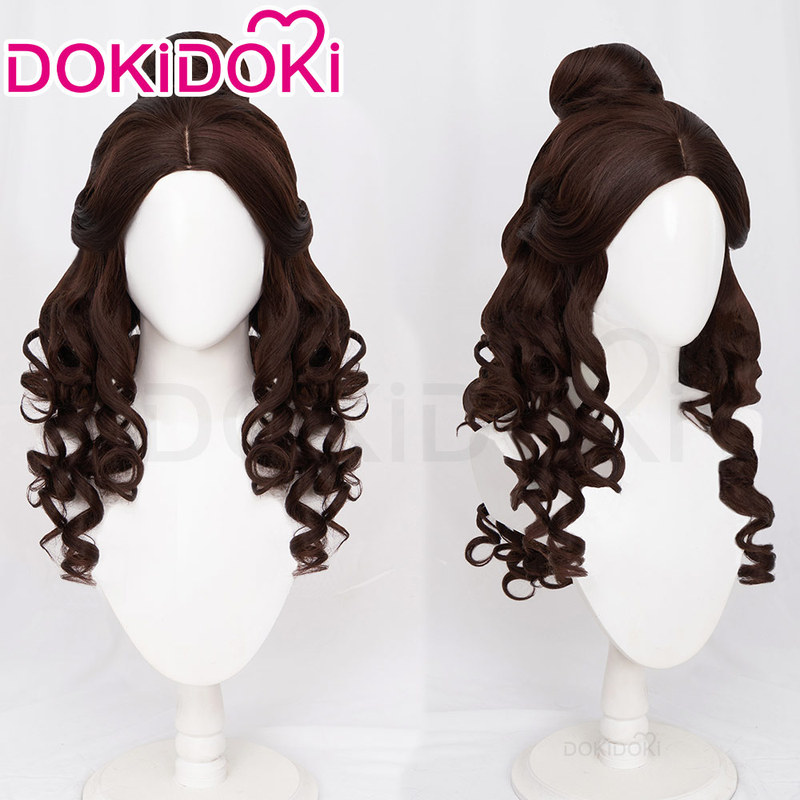 Dokidoki in Stock Belle Princess Cosplay Wig with Realistic Scalp, Slightly Wavy Long Hair