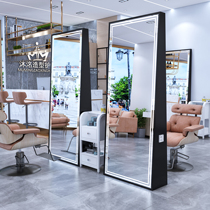 Simple net celebrity barber shop single and double-sided floor-to-wall mirror hair salon beauty salon with lamp mirror table dedicated to hair cutting