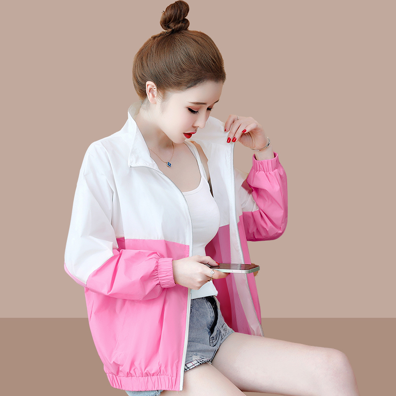 Women's Summer Short Embroidered Sun Protection Jacket, New Style, Color-Blocking, Loose, Casual, Thin Jacket, Sports Baseball Jacket Women's Summer Short Embroidered Sun Protection Jacket, New Style, Color-Blocking, Loose, Casual, Thin Jacket, Sports Baseball Jacket