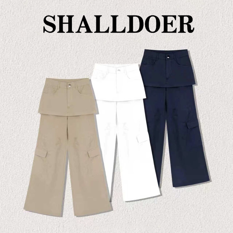 白色假两件阔腿工装裤女夏薄款2026年新款高腰时尚气质显瘦直筒裤