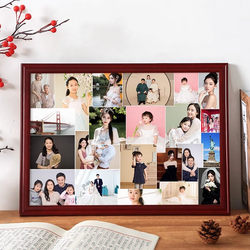 Old-Fashioned Large Glass Photo Frame for Living Room Decoration, Wall Hanging, Family Portrait Frame for Multiple Photos, Gift for Elders