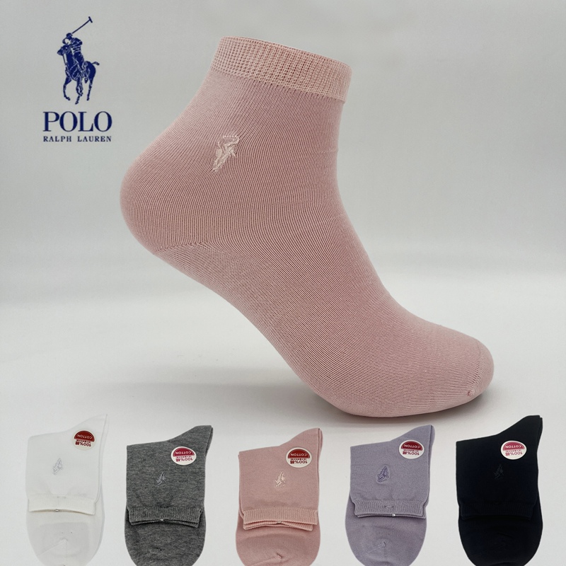 Polo Pure Cotton Socks for Women, Autumn and Winter Style, Sweat-Absorbent, Odor-Resistant, Casual Socks, Versatile, Simple Mid-Calf All-Cotton Business Socks