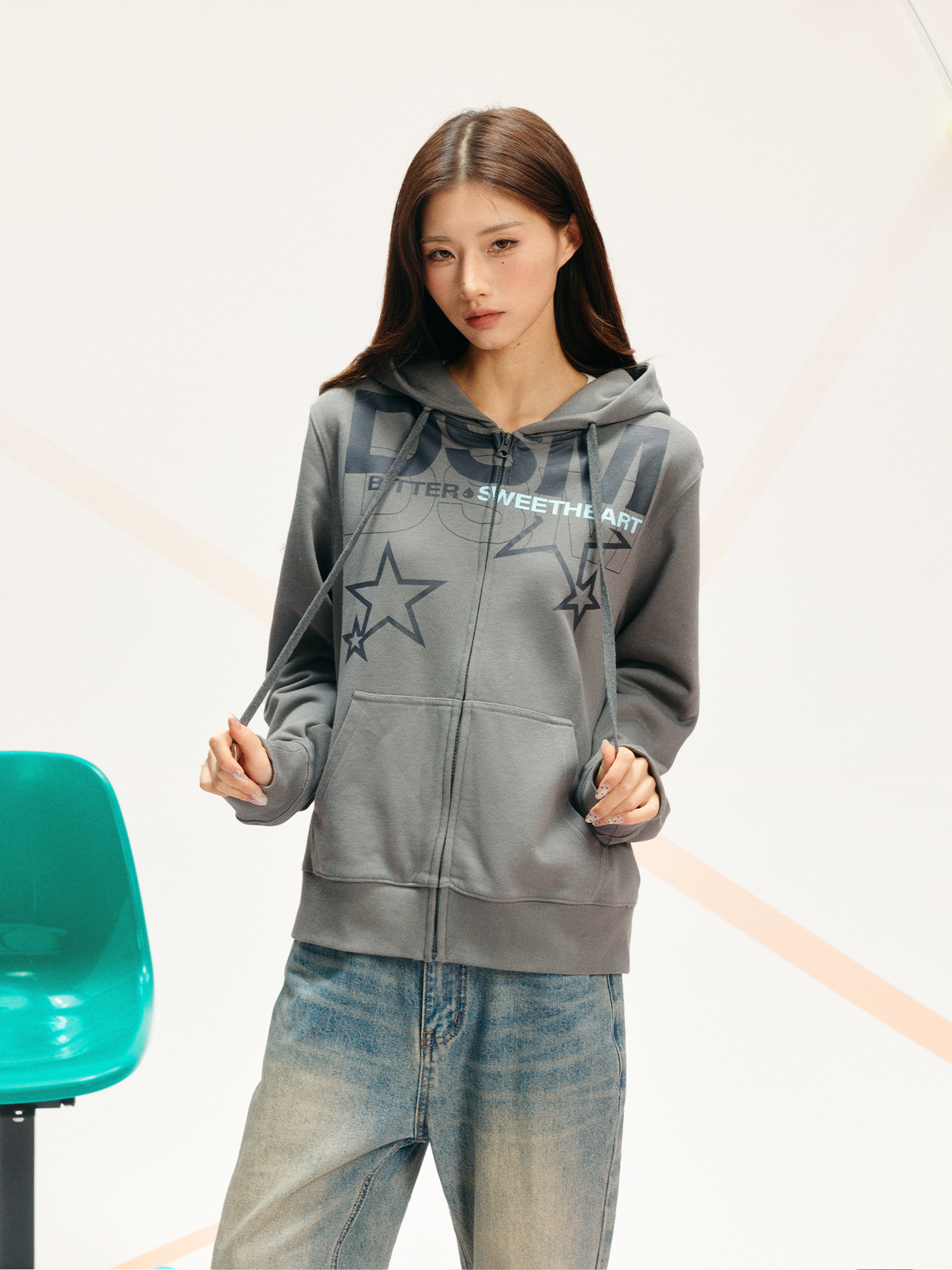 DONSMOKE Zip-Up Hooded Sweatshirt