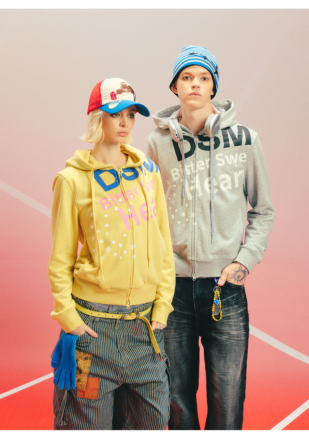 DONSMOKE Star Letter Print Yellow Hoodie