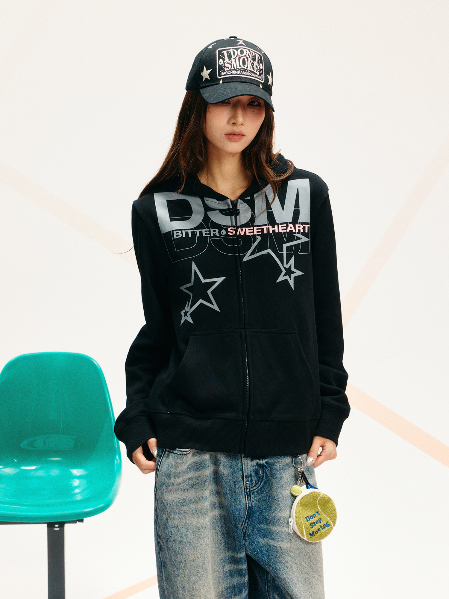 DONSMOKE Zip-Up Hooded Sweatshirt