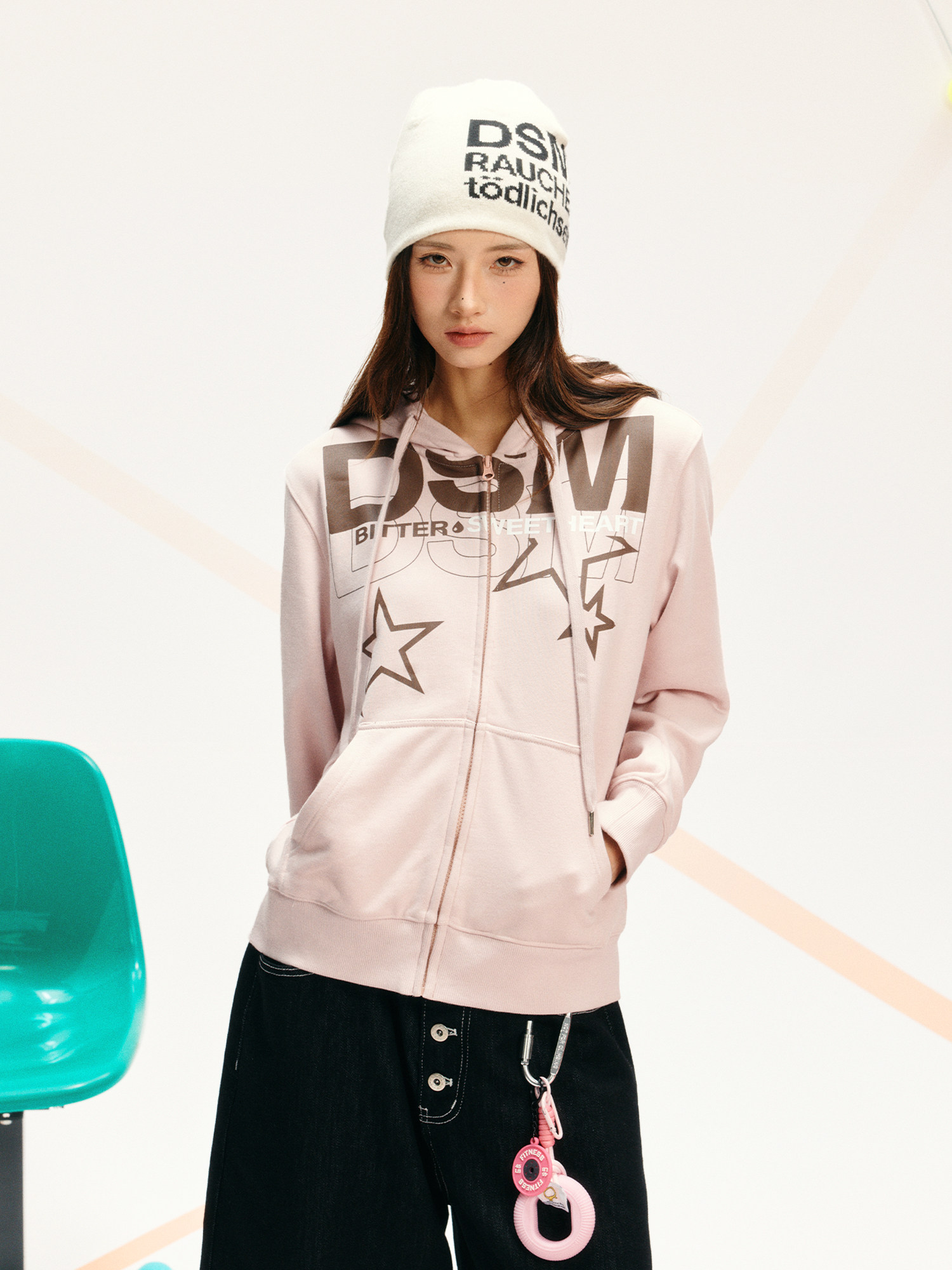 DONSMOKE Zip-Up Hooded Sweatshirt
