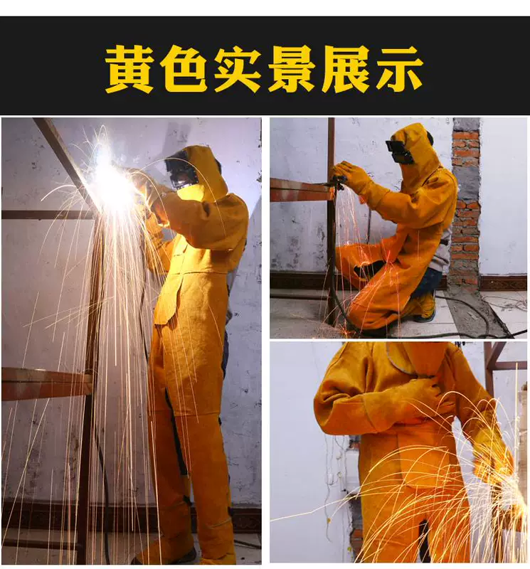 Da bò nguyên chất hàn tạp dề thợ hàn chống ăn mòn hàn quần áo bảo hộ quần áo làm việc chịu mài mòn cách nhiệt chống cháy ủi do bao ho lao dong