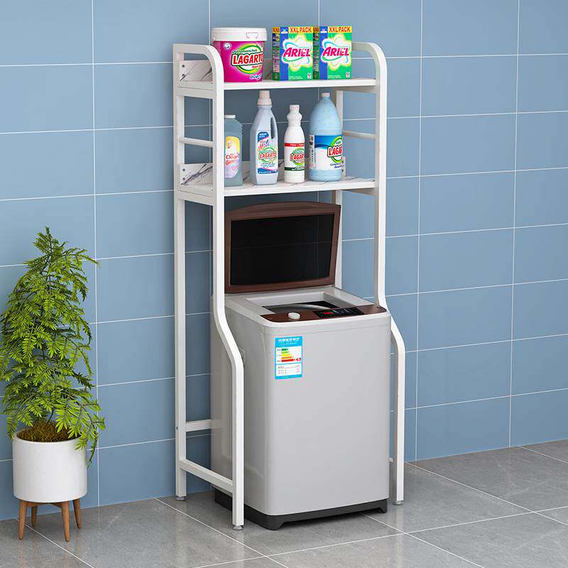 Wave wheel washing machine shelf floor-to-ceiling flip top open storage rack bathroom multi-layer balcony bathroom second-floor shelf