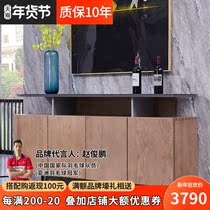 Solid wood sideboard modern minimalist wine cabinet tea cabinet restaurant large capacity locker household rock board cabinet
