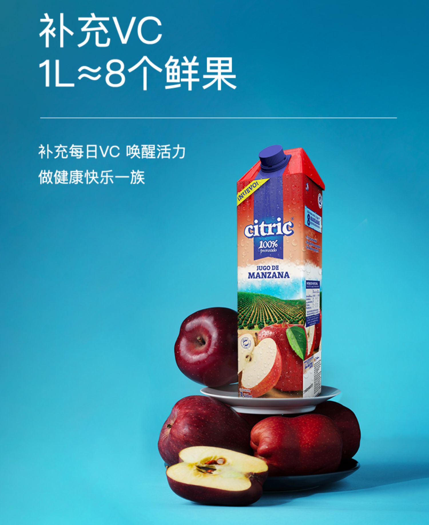 阿根廷进口纯天然进口果汁1000ml*2