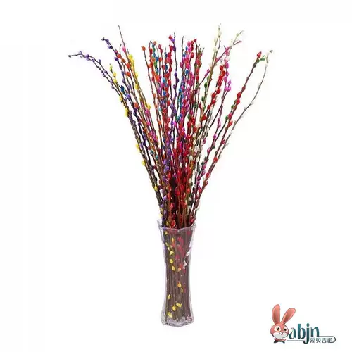 Искусственные цветы серебристой ивы, сухие цветы, свежие ветки, гидропоника на столешнице в гостиной, новогоднее украшение, ведро с благословением, зимний букет цветов