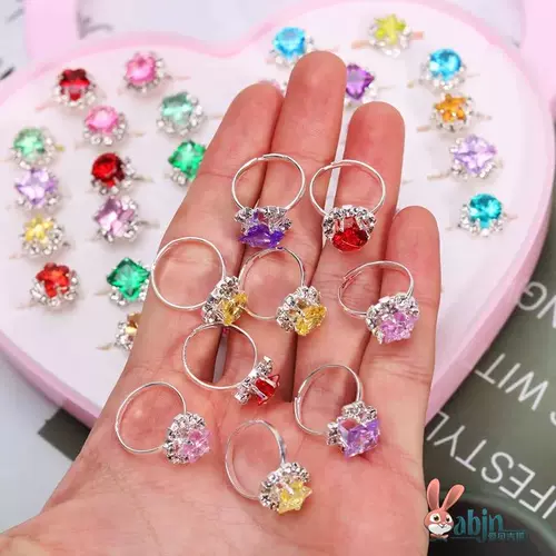 Детское мультяшное кольцо для принцессы, бриллиантовая игрушка, новая коллекция, принцесса Эльза, с драгоценным камнем