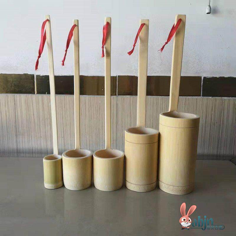 Bamboo long long handle ~ beating wine hanging bamboo handle creative wooden spoon short handle water ladywater scoop water scoop with water spoon plus-Taobao