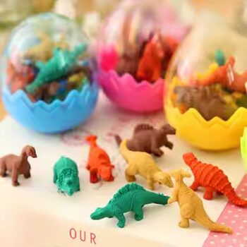 Creative Rubber Dinosaur Egg Erasers for Elementary School Students, Cartoon Children's Gifts, Stationery, Cute Little Dinosaur Egg Shells, 32 Pieces