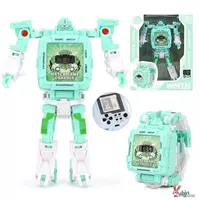 Трансформер, зеленая игровая приставка, часы, «три в одном»