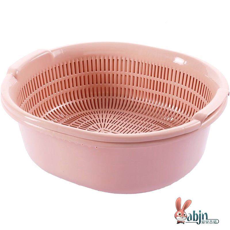 洗莱沥水篮双层大号菜池洗菜盆塑料厨房收纳筐菜篮子洗菜蓝