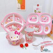 Детский боулз KT Cat Kit Cutlery Suit Water Cup Baby Sub ужин Bowl with Using Bowl Home резистен