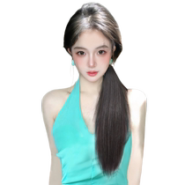 Side ponytail wig wig Integrated strap type emulation hair almighty korean straight hair ponytail high-