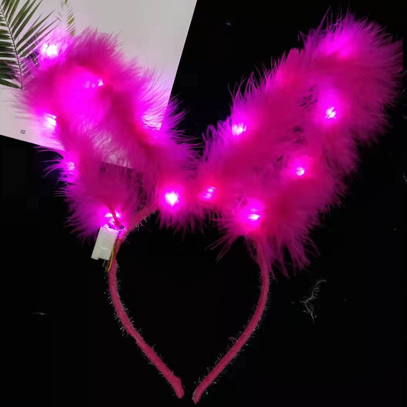 Concert children's new cute pink shiny hair ring hair card wreath hair clip hair accessories feather rabbit ears glow
