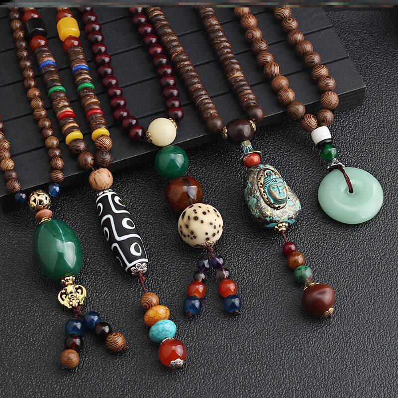 Wild decorations Chinese style Charms Beaded Chinese Neck Clothes Buddha Beads Chain Men pendant Necklace Buddha Beads