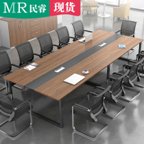 Conference table Office desk Simple modern office furniture Long table Steel frame Walnut color office desk Conference room table
