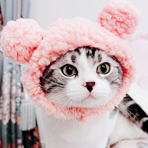 Шляпа для домашних животных милая новогодняя плюшевая кошачь