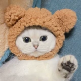 Шляпа для домашних животных милая новогодняя плюшевая кошачь