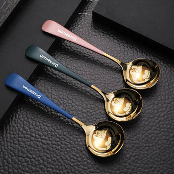 Stainless steel spoon cartoon korean cute spoon girl ins spoon creative children's home daily use set