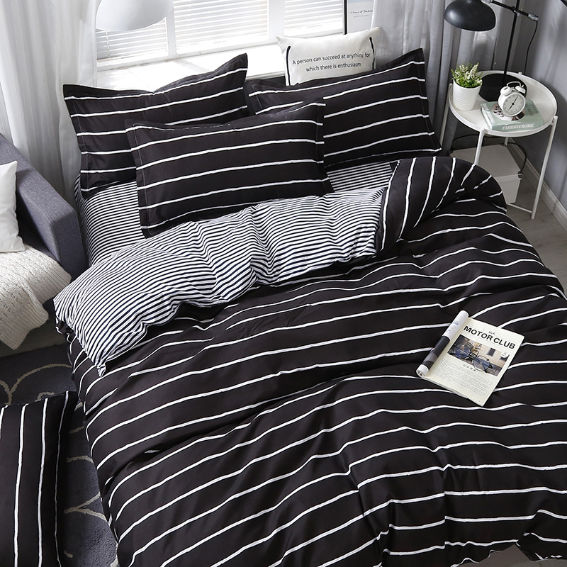 Nina net red washed cotton four sets of bed linen bed bedding female student Dormitory Mill sweater quilts by single three sets