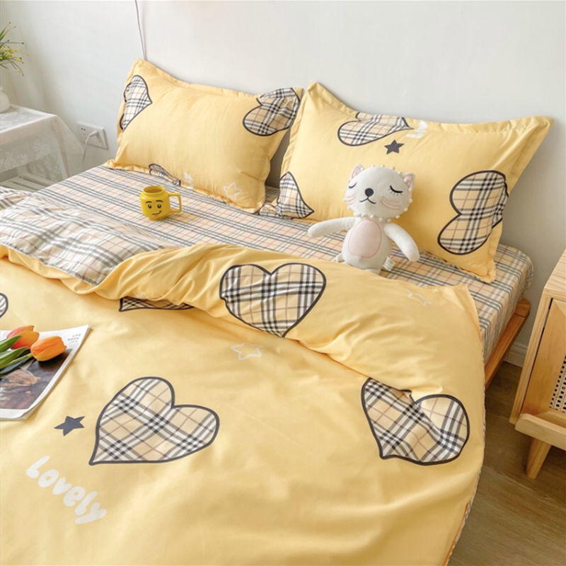 Washed cotton four pieces of covered quilt cover by single bed Bedding Student Dormitory three sets 3 quilts by children Bedsheets