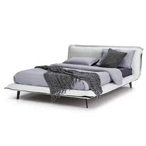 Modern simple leather bed PIUMA master bedroom head layer cowhide Italian atmosphere soft bag bed foreign designer furniture