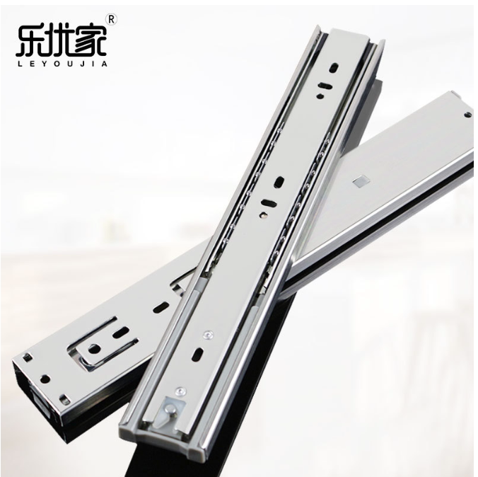 LEU Family Three Sections Slide Rail Stainless Steel Drawer Slide Rail Lengthened Cold Rolled Steel Rail 3 Rail Accessories