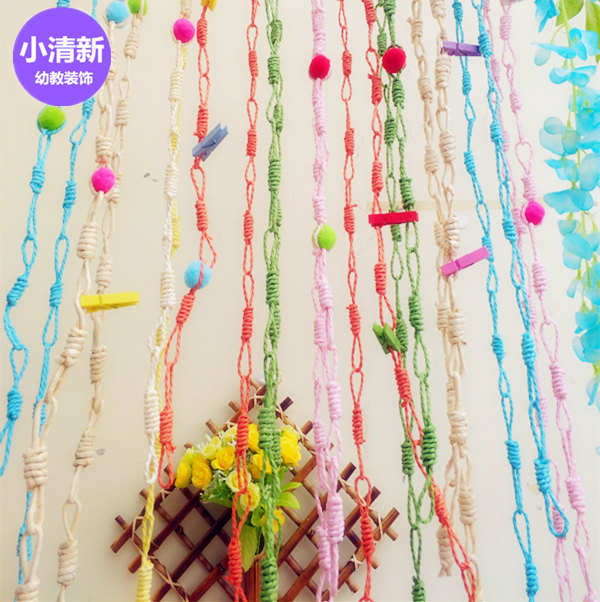 Kindergarten Environment Arrangement Area Corner Partition Hanging Accessories Handmade Grass Woven Door Curtain Air Hanging Accessories Classroom Decorative supplies