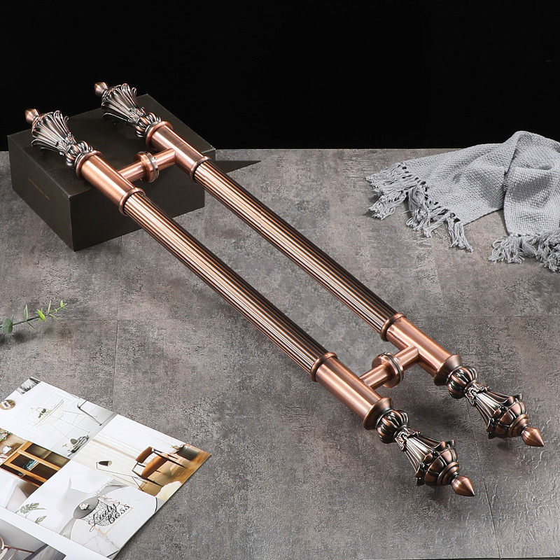 Eurostyle Retro Bronze Rose Gold Hotel Ktv Handle Glass Door Handle Wood Door Thickened Stainless Steel Door Handle