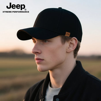 Jeep men's autumn and winter velvet baseball cap warm solid color hard top hat winter windproof peaked cap men's