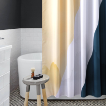 Shower curtain set non-perforated bathroom telescopic shower curtain rod toilet water retaining strip partition curtain thickened tarpaulin