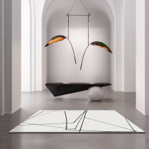 A blanket A painting abstract art black and white gray line carpet Modern simple living room coffee table blanket Bedroom bedside blanket