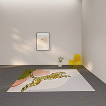 (One blanket one painting)Original design Modern simple leopard living room carpet Childrens bedroom bedside blanket INS wind