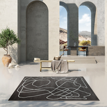 (One blanket one painting)Original design black and white line carpet Living room coffee table blanket Modern simple bedroom bedside blanket