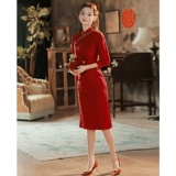 Красное ципао, летнее вечернее платье, легкое свадебное платье, китайский стиль, подходит для подростков