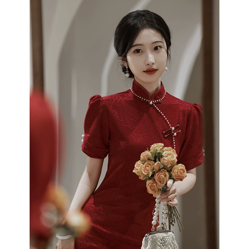 Ципао, легкое вечернее платье, красное летнее свадебное платье