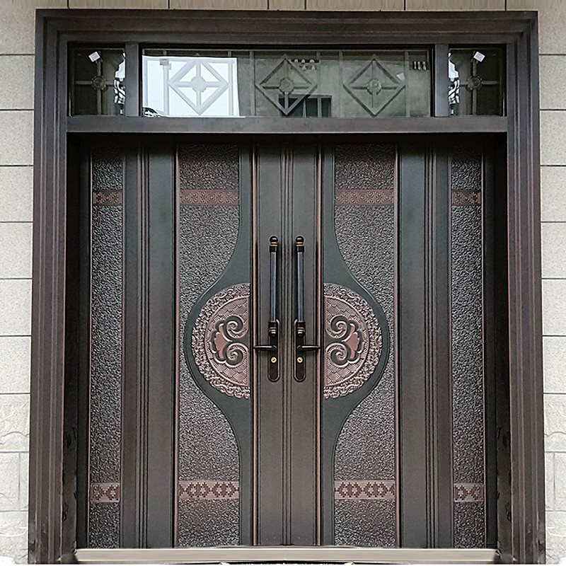Zinc alloy villa door double door cast aluminum door Carmen rural self-built house entrance door rural courtyard security door - Taobao