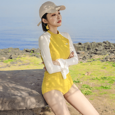 2022 New Swimsuit Woman Summer Cover Conservatively Shade Two Pieces of Long Sleeve Sun Protection Bikini South Korea in Hot Spring Swimsuit