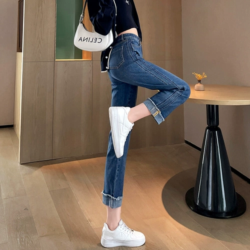 Весенние прямые свободные джинсы, штаны, коллекция 2023, высокая талия, свободный крой, подходит для подростков